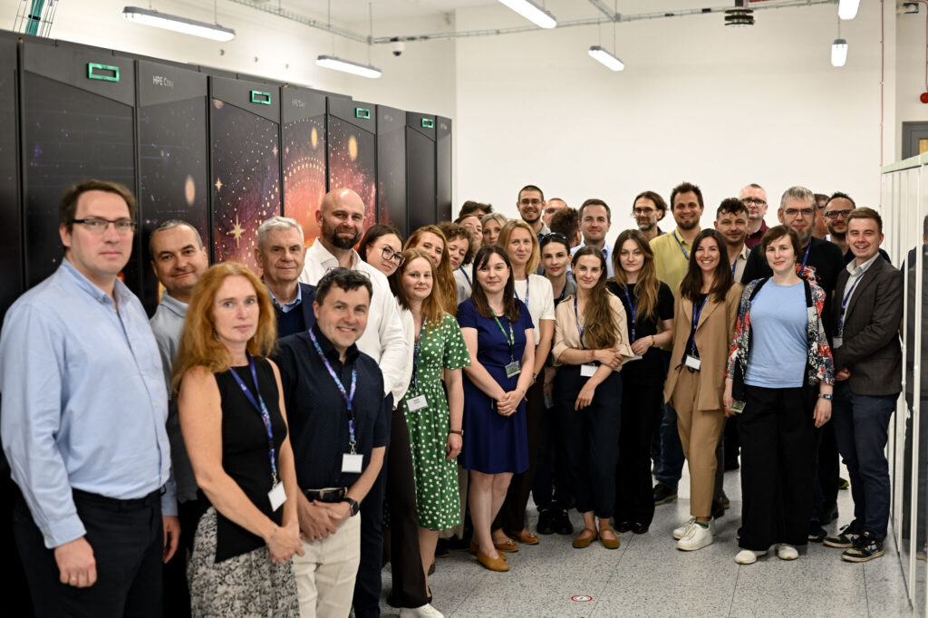 Participants of the kick-off meeting of the Gaia AI Factory project gathered for a group photo at the Academic Computer Centre CYFRONET AGH.